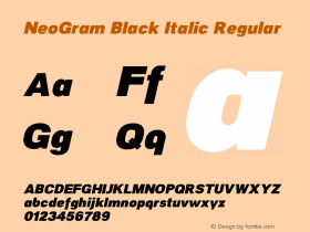 NeoGram Black Italic Regular Version 1.001;PS 001.001;hotconv 1.0.56;makeotf.lib2.0.21325 Font Sample