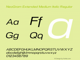 NeoGram Extended Medium Italic Regular Version 1.001;PS 001.001;hotconv 1.0.56;makeotf.lib2.0.21325图片样张