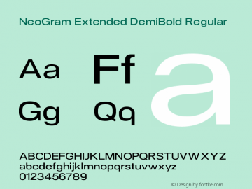 NeoGram Extended DemiBold Regular Version 1.001;PS 001.001;hotconv 1.0.56;makeotf.lib2.0.21325 Font Sample