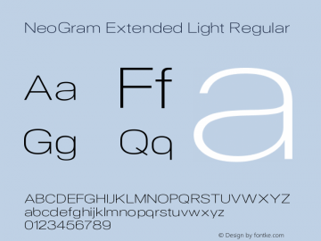 NeoGram Extended Light Regular Version 1.001;PS 001.001;hotconv 1.0.56;makeotf.lib2.0.21325 Font Sample