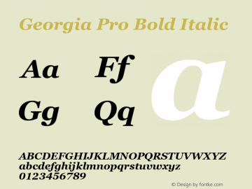 Georgia Pro Bold Italic Version 6.01 Font Sample