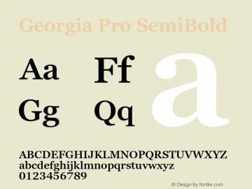 Georgia Pro SemiBold Version 6.01 Font Sample