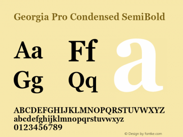 Georgia Pro Condensed SemiBold Version 6.01 Font Sample