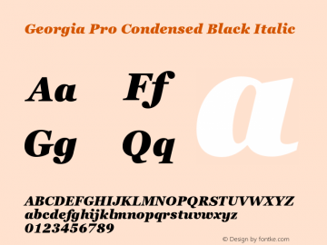 Georgia Pro Condensed Black Italic Version 6.01 Font Sample