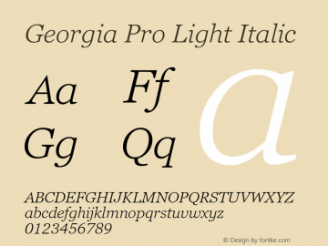 Georgia Pro Light Italic Version 6.01图片样张