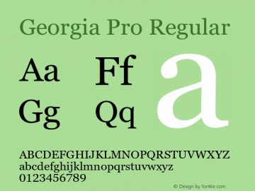 Georgia Pro Regular Version 6.01 Font Sample