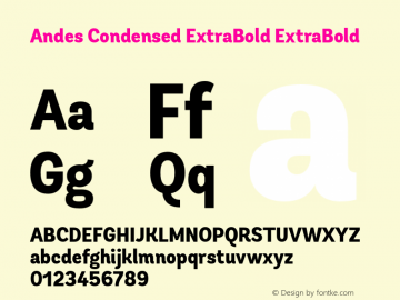 Andes Condensed ExtraBold ExtraBold 1.000 Font Sample