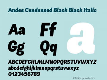 Andes Condensed Black Black Italic 1.000图片样张