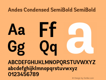 Andes Condensed SemiBold SemiBold 1.000 Font Sample