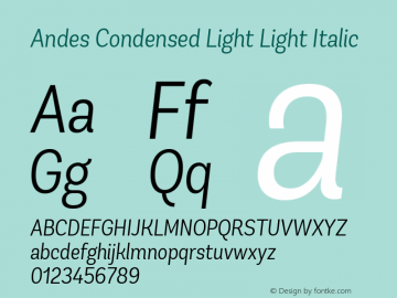 Andes Condensed Light Light Italic 1.000图片样张