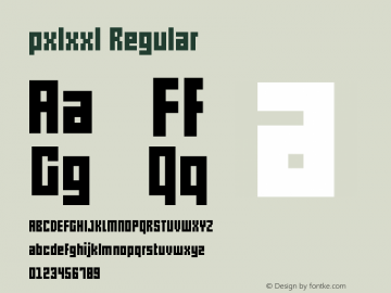 pxlxxl Regular Version 1.00 July 5, 2012, initial release Font Sample