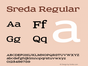 Sreda Regular Version 1.000 2011 initial release Font Sample