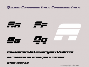 Quicken Condensed Italic Condensed Italic Version 1.2; 2012 Font Sample