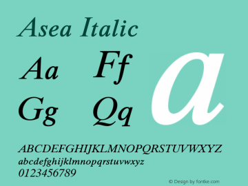 Asea Italic Version 3.14 Font Sample