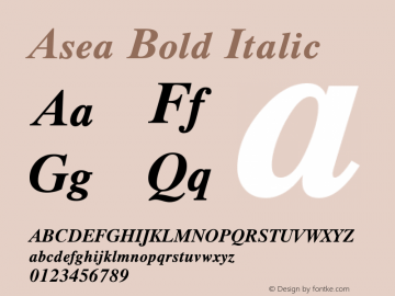 Asea Bold Italic Version 4.11图片样张