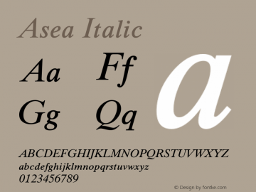 Asea Italic Version 4.14图片样张