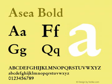 Asea Bold Version 5.01 Font Sample