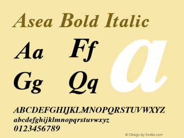 Asea Bold Italic Version 5.01图片样张