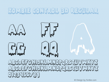 Zombie Control 3D Regular Version 1.0; 2012 Font Sample