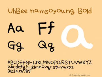 UhBee namsoyoung Bold Version 1.00 March 2, 2012, initial release Font Sample