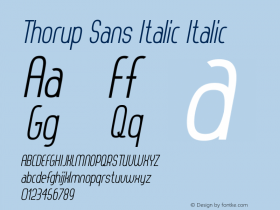 Thorup Sans Italic Italic Version 1.00 July 31, 2012, initial release图片样张