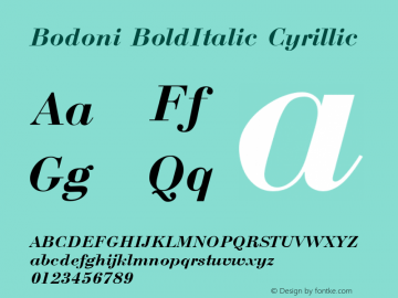 Bodoni BoldItalic Cyrillic 001.000 Font Sample