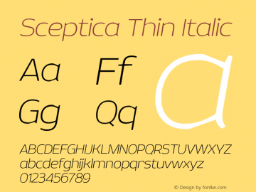 Sceptica Thin Italic Version 001.000;wf图片样张