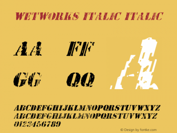 Wetworks Italic Italic Version 1.0; 2012图片样张