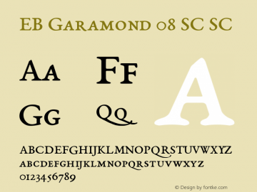 EB Garamond 08 SC SC Version 0.015b ; ttfautohint (v0.95) -l 8 -r 50 -G 200 -x 0 -w 