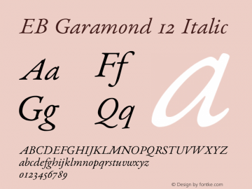 EB Garamond 12 Italic Version 0.015b Font Sample