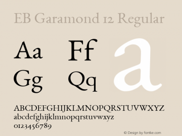 EB Garamond 12 Regular Version 0.015c ; ttfautohint (v0.95) -l 8 -r 50 -G 200 -x 0 -w 