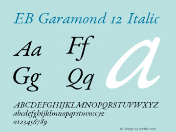 EB Garamond 12 Italic Version 0.016 ; ttfautohint (v0.97) -l 8 -r 50 -G 200 -x 0 -f dflt -w gGD图片样张