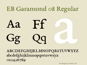 EB Garamond 08 Regular Version 0.015b ; ttfautohint (v0.95) -l 8 -r 50 -G 200 -x 0 -w 