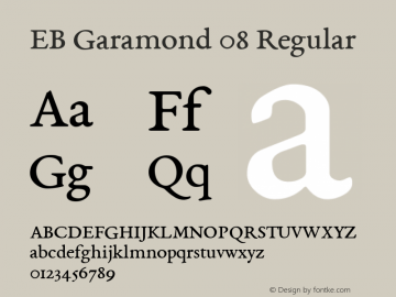 EB Garamond 08 Regular Version 0.016 ; ttfautohint (v0.97) -l 8 -r 50 -G 200 -x 0 -f dflt -w gGD图片样张