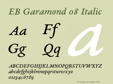 EB Garamond 08 Italic Version 0.016 ; ttfautohint (v0.97) -l 8 -r 50 -G 200 -x 0 -f dflt -w gGD图片样张