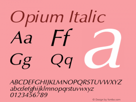 Opium Italic 1.0 Wed Mar 12 05:16:52 1980 Font Sample