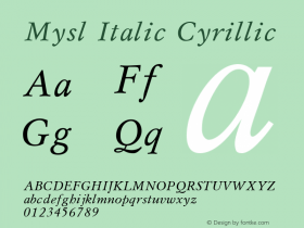 Mysl Italic Cyrillic 001.000图片样张