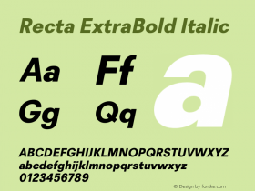 Recta ExtraBold Italic Version 1.000 Font Sample