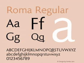 Roma Regular Version 1.000 Font Sample