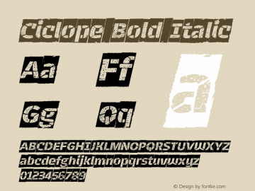 Ciclope Bold Italic Version 1.7 Font Sample