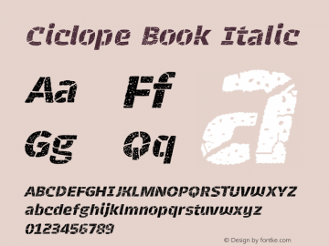 Ciclope Book Italic Version 1.7 Font Sample
