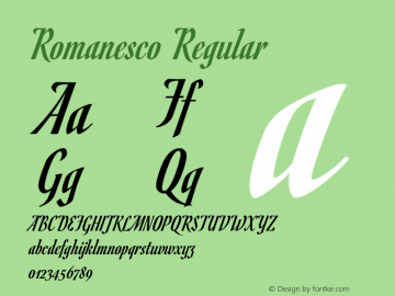 Romanesco Regular Version 1.000 Font Sample