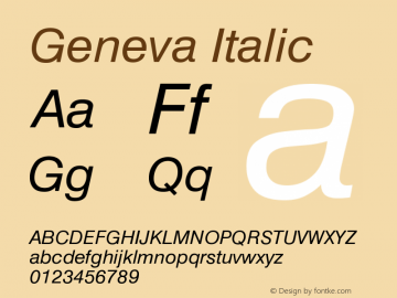 Geneva Italic Version 001.001 Font Sample