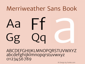 Merriweather Sans Book Version 1.003 Font Sample