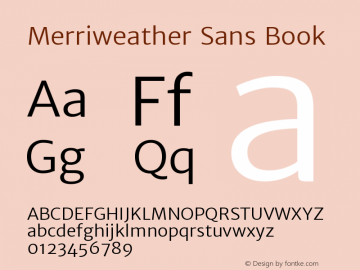 Merriweather Sans Book Version 1.003 Font Sample