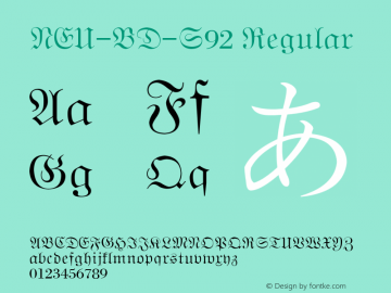 NEU-BD-S92 Regular 2.00 Font Sample