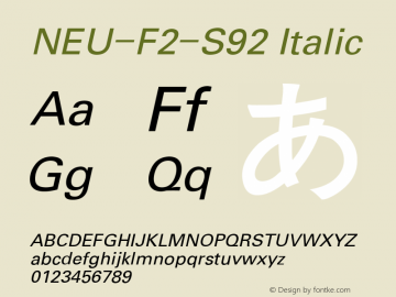 NEU-F2-S92 Italic 2.00 Font Sample