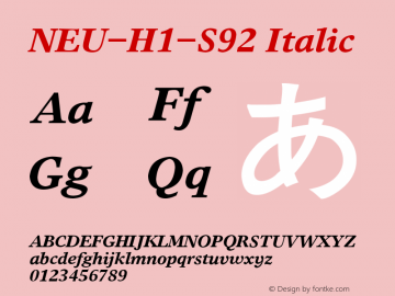 NEU-H1-S92 Italic 2.00 Font Sample