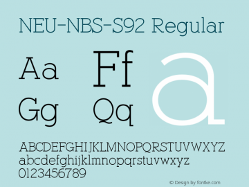 NEU-NBS-S92 Regular 2.00 Font Sample