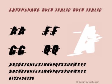 Earthshake Bold Italic Bold Italic Version 1.0; 2012图片样张